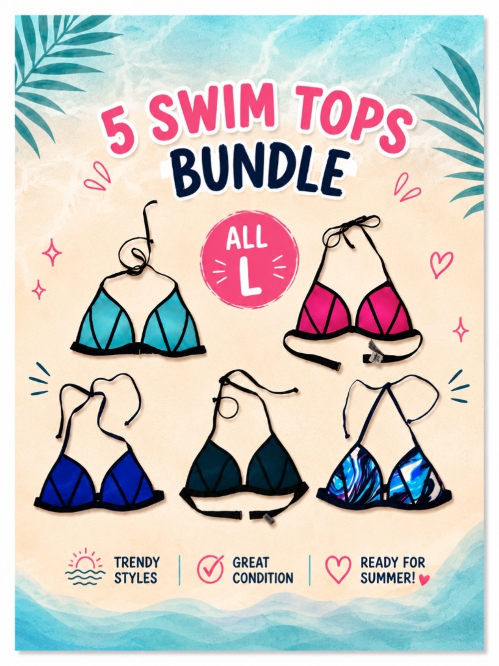 BUNDLE DEAL | L Swim Tops (5 Total)